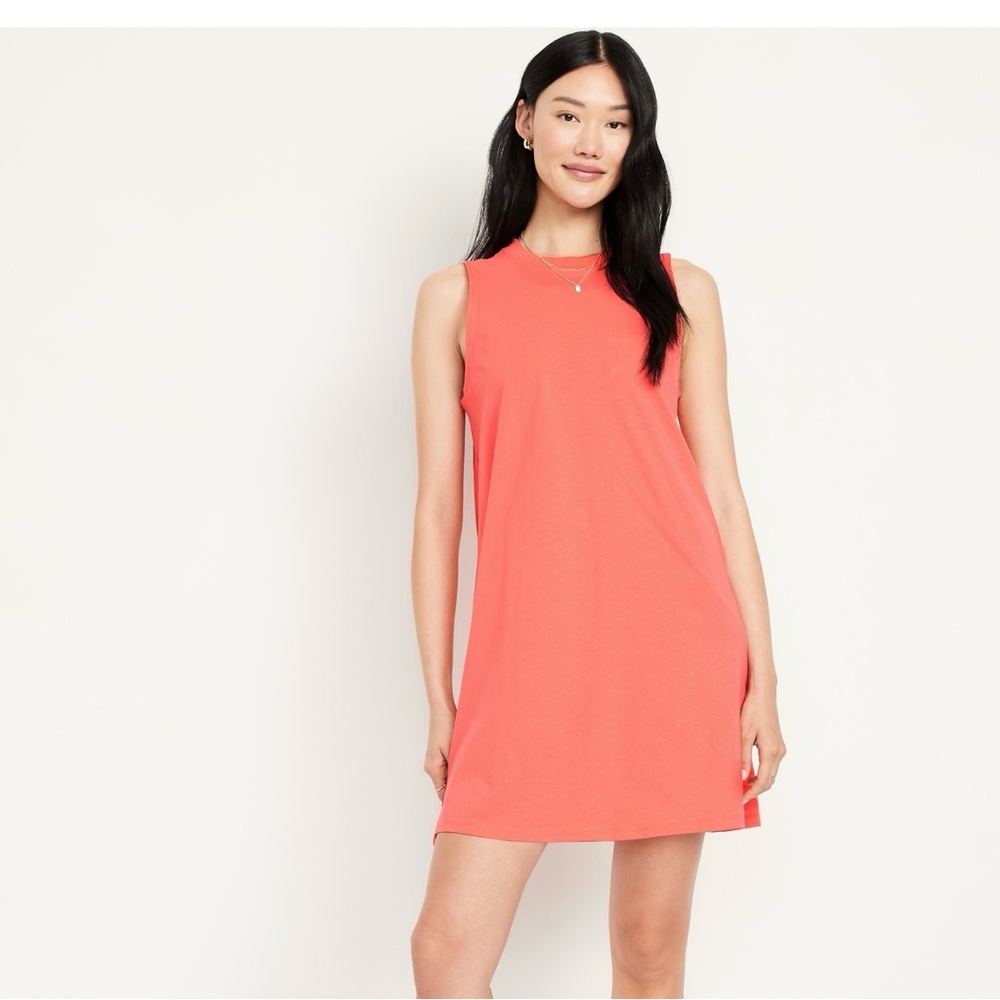 Coral Sleeveless T-Shirt Dress SMALL
